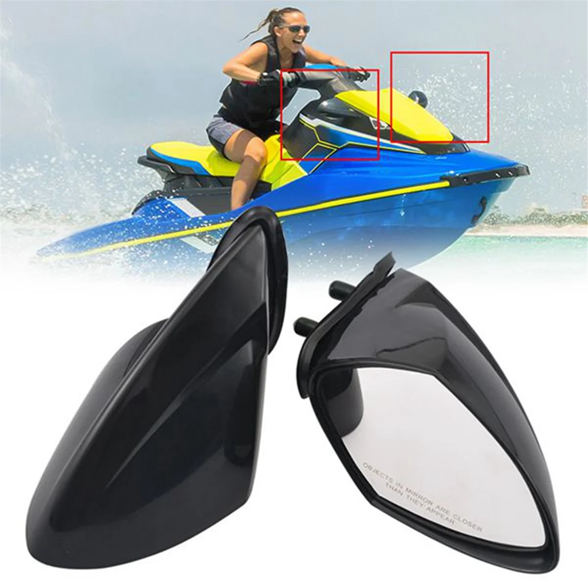 Motorboat Left Right Rearview Mirror Jet Ski Mirror Accessories for WaveRunner VX 110 Deluxe Sport Cruiser EX EX