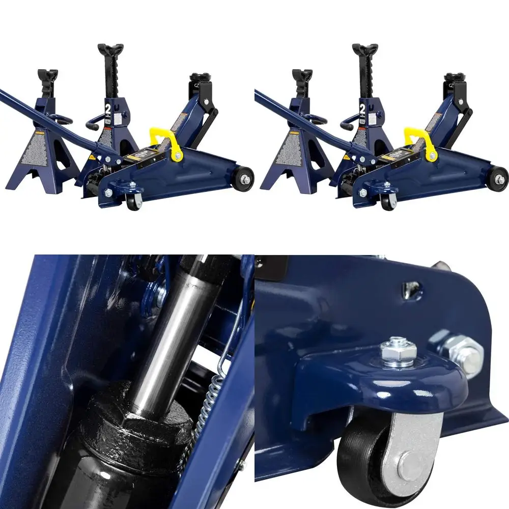 

2 Ton Hydraulic Trolley Jack Combo with 2 Jack Stands, Blue