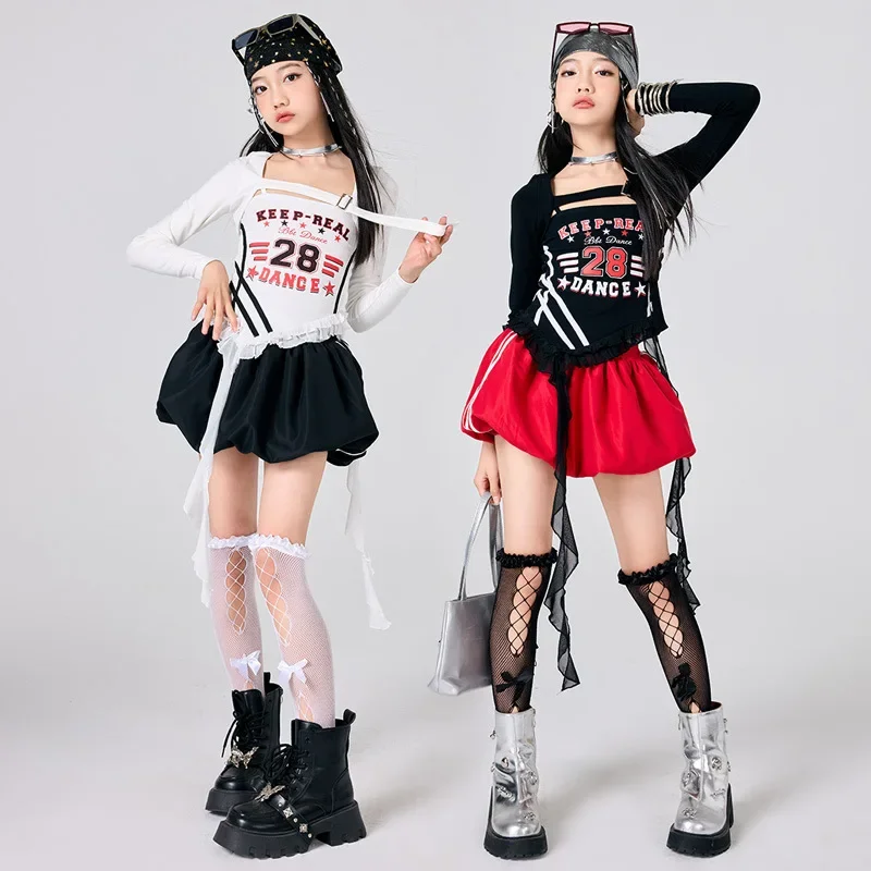 Neue Kpop Hip Hop Kleidung Mädchen Jazz Dance Kostüm Weiß Schwarz Tops Mode Hosen Laufsteg Tragen Gruppe Bühne Tragen Straße Kleidung