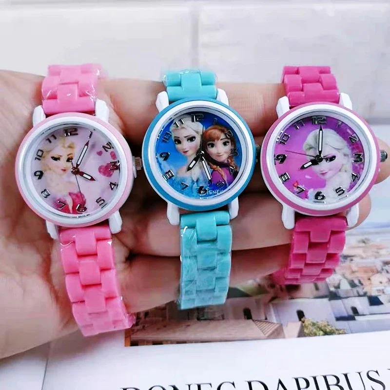 Disney Frozen Cute Cartoon Kids Watch impermeabile imitazione ceramica cinturino in plastica orologi per bambini ragazza donna Time Machines Clock