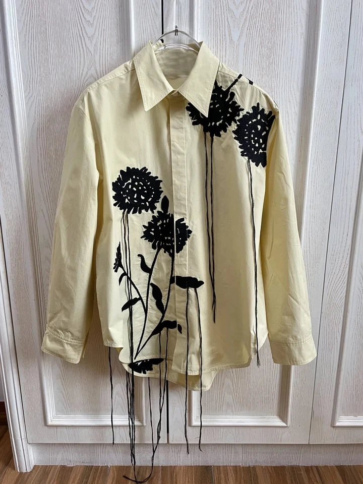 2024 Spring New Women High Quality Embroidery Loose Shirt Tops for Ladies Blouse