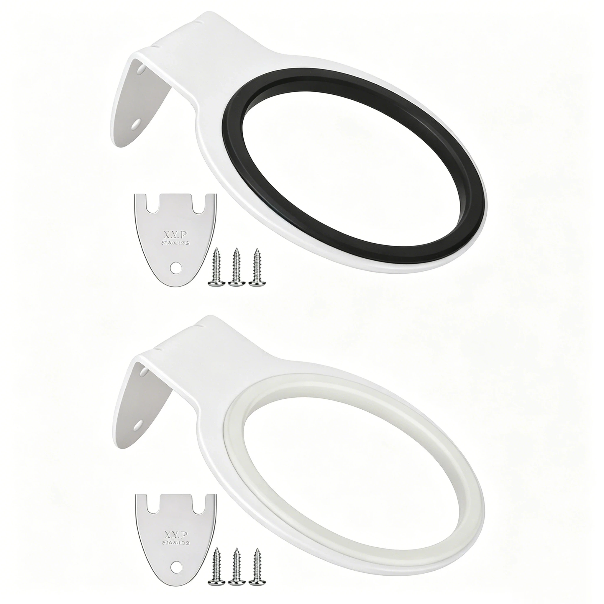 Wall Mount Stainless Steel Hair Dryer Holder Anti‑Scratch Silicone Stand for Barber Salon Bathroom Storage with Screws