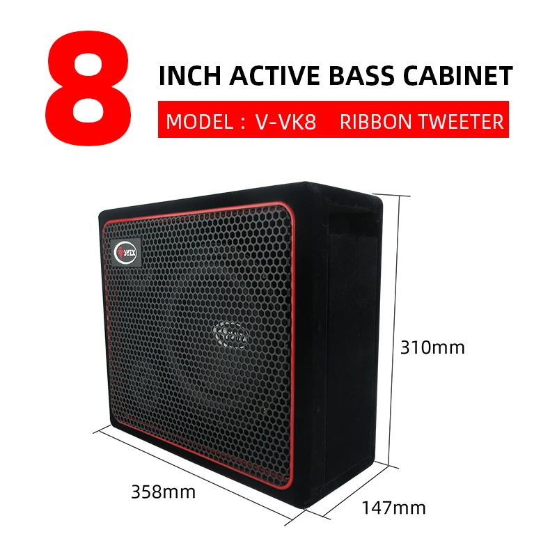 

V-VK8 8inch Car Audio Subwoofer RMS 120W/MAX 1200W 8inch Active Subwoofer Active Speaker Cabinet With Amplifier and Tweeter