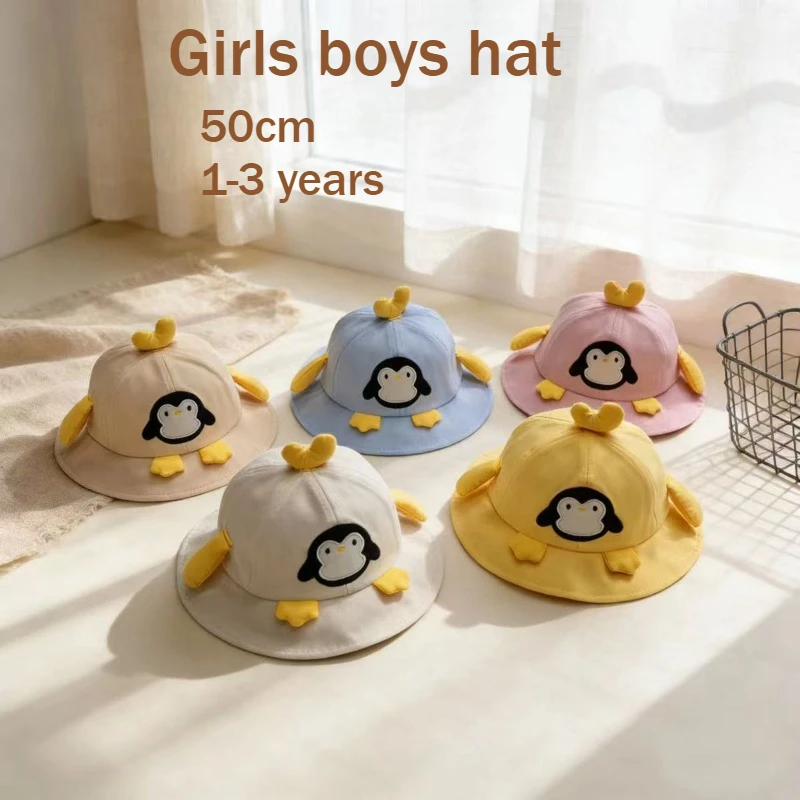 

Baby Duck Fisherman Hat 50cm 1-3 Years Cartoon Toddler Kids Cap Children Sun Hats Penguin for Boys Girls Summer Thin Sunscreen