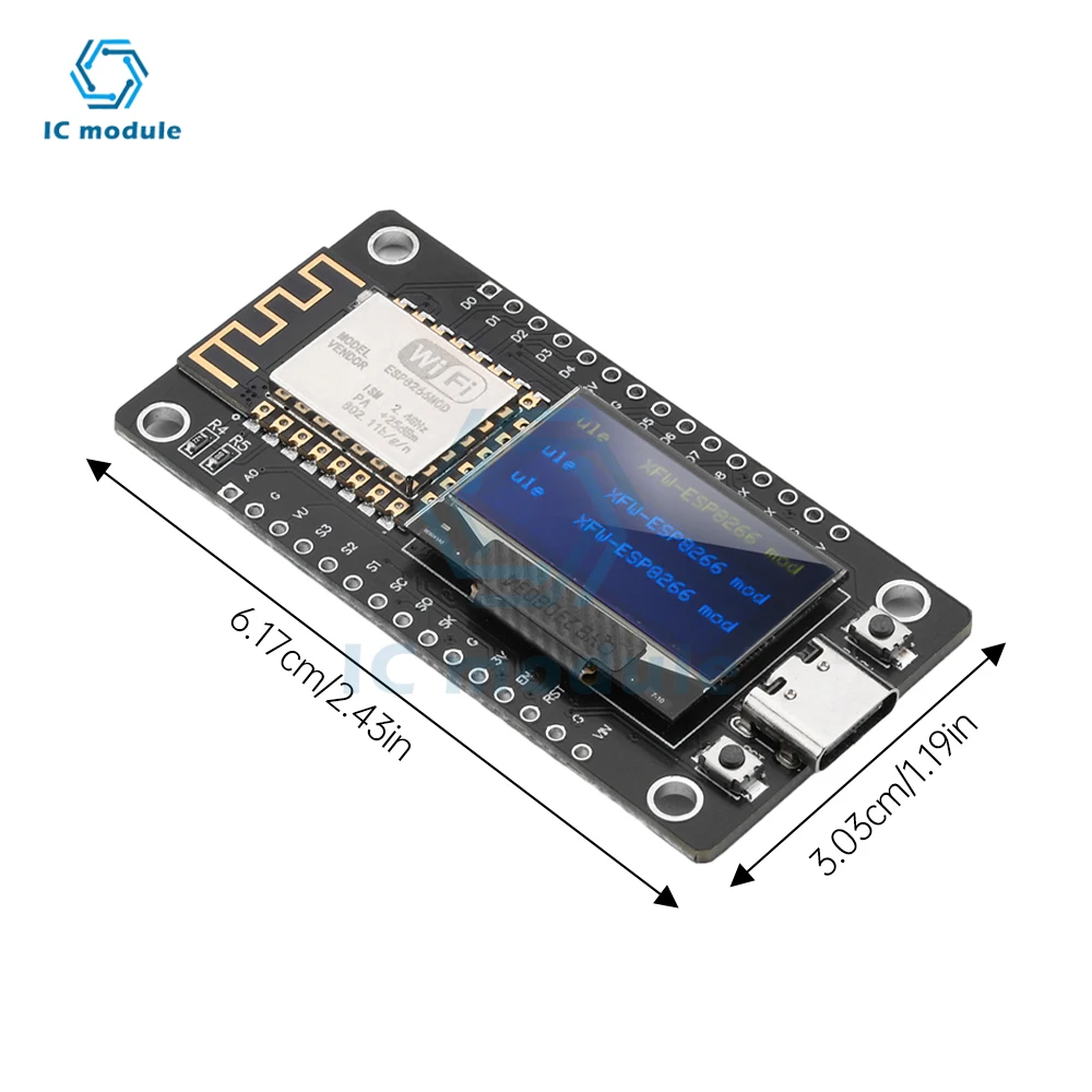 Esp-12F Nodecu Esp8266 Wifi Development Board Module Ch340C With 0.96 Oled Screen Yellow Blue Display