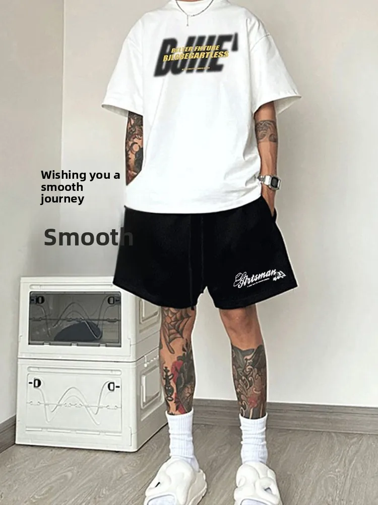 

American Casual Men's ort Pants Summer Loose Sports Baskeall Mid-Trousers High School Students Straight Leg Wide Leg Outd...