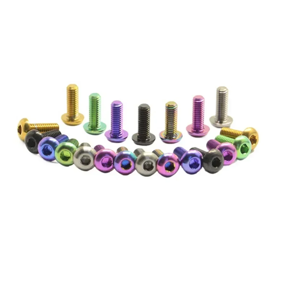 5 pcs/LOT Purple Green Golden Rainbow Blue-Purple M3 x 6 8 10 12 15 mm TC4 GR5 Titanium Alloy Screws Button Head Hex Scoket