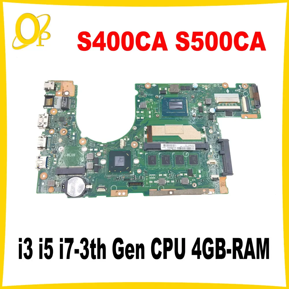 S400CA Mainboard for ASUS S500CA S400C S500C S400 S500 laptop motherboard with i3 i5 i7-3th Gen CPU 4GB-RAM DDR3 fully tested