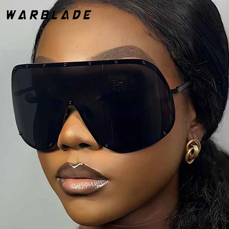 

Luxury Oversized Frame One-Piece Women's Sunglasses Brand Designer Steampunk Men Sunglass Cycling Outdoor Hiking Goggles UV400