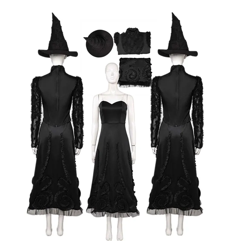 Wicked Disguise Elphaba Cosplay Costume Adult Women Dress Hat Witch Shirt Cap Outfits Halloween Carnival Party Suit