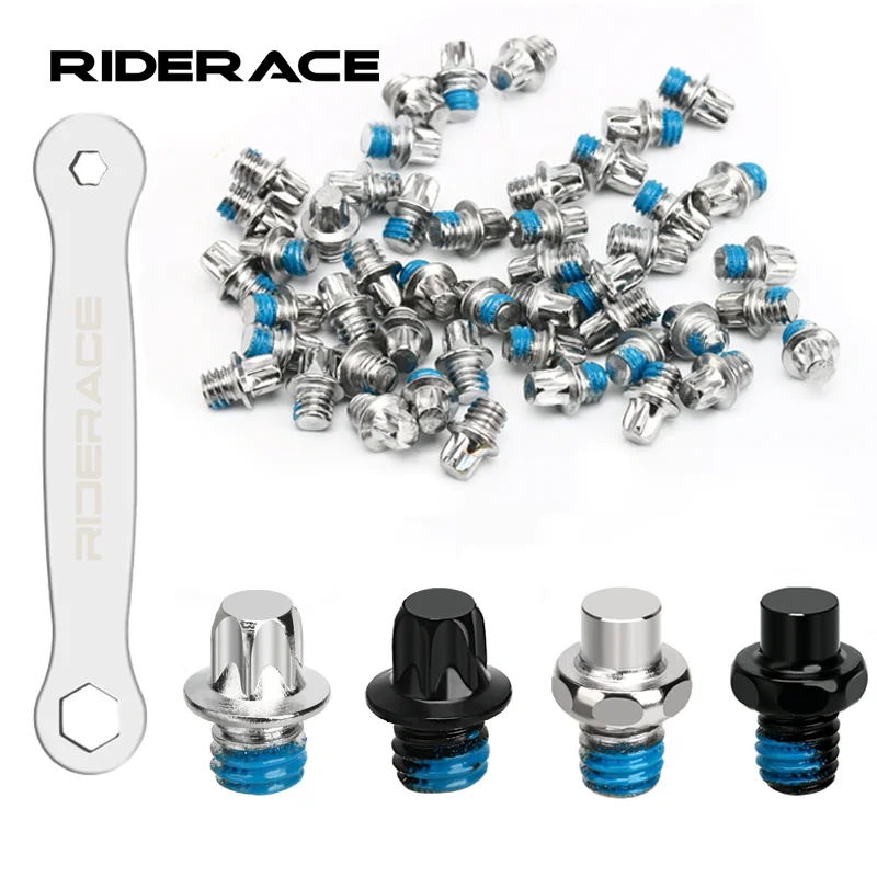 50Pcs Bicycle Pedal Bolts Anti-Skid Stainless Steel M4 Steel Stud Pin Nail With Offset Spanner Bike Hexagona Pedal Screws Set