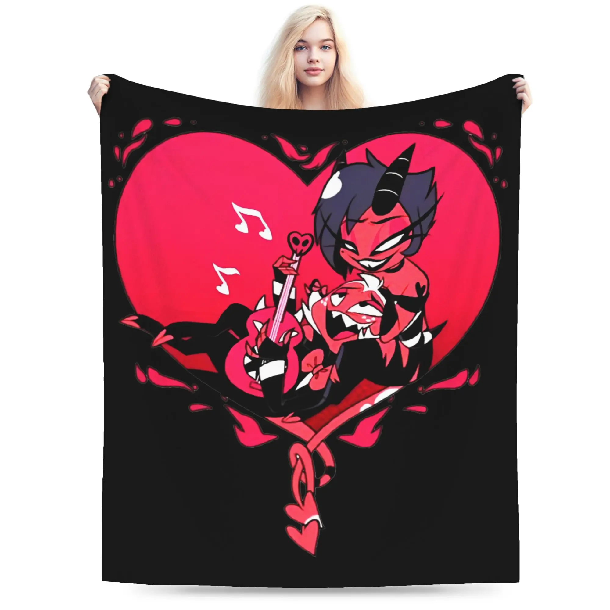 Cartoon Helluva-Boss Blanket Flannel Print  Breathable Super Warm Throw Blanket for Bedding Office Bedspread