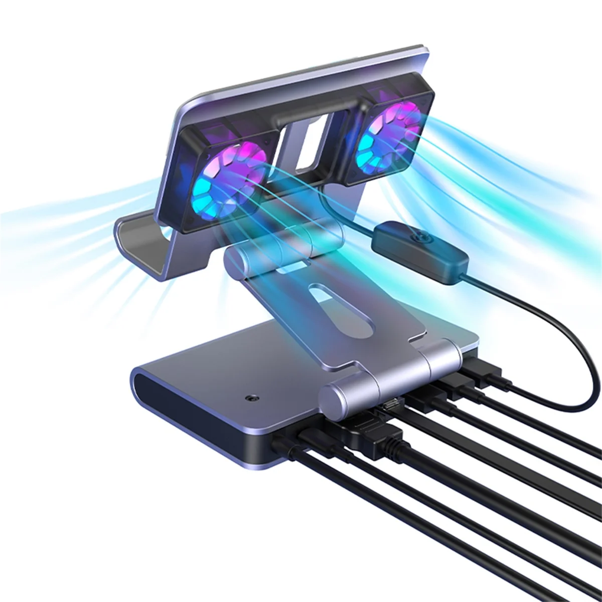 

N91R 6 in 1 RGB Dual Fans Docking Station for ROG ALLY SteamDeck Game Console Dock Adjustable Height Dock Bracket