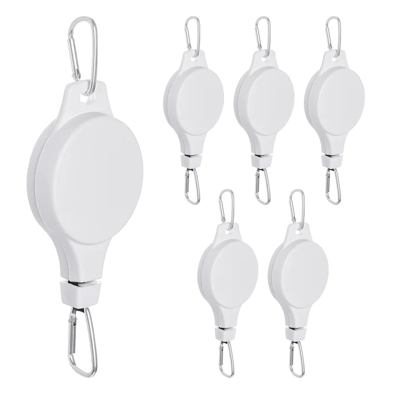 AT53 18 Pack Plant Pulley Retractable Hanger Easy Reach Plant Pulley Adjustable Height Wheel For Hanging Plants Indoor White