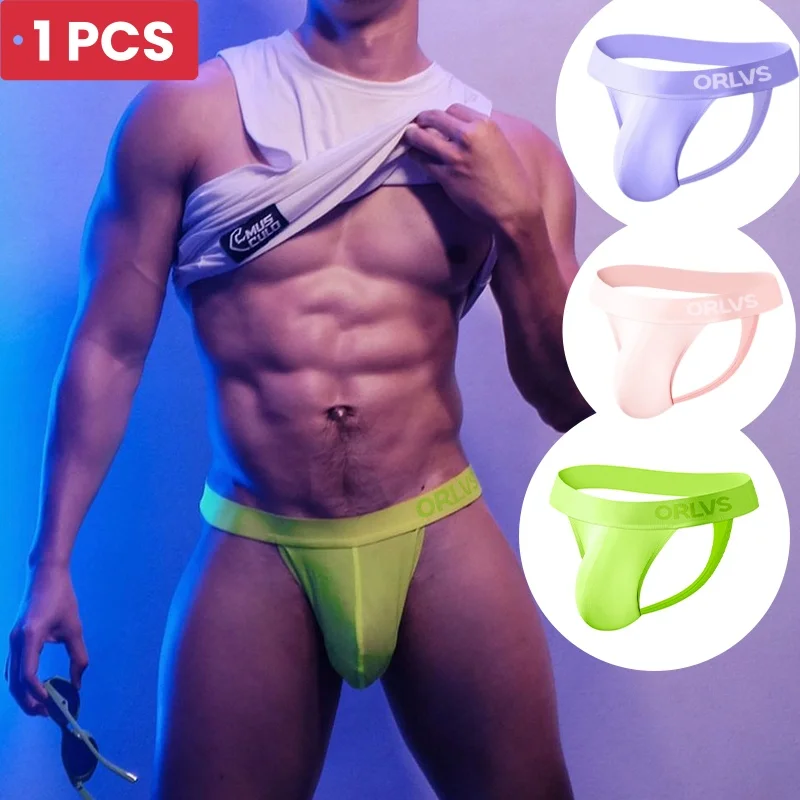 ORLVS Sissy Thong Men Gay Jockstrap Modal Sexy Bikini Underwear Breathable Men Lingerie Underpants G Strings Cueca Men\'s Thongs