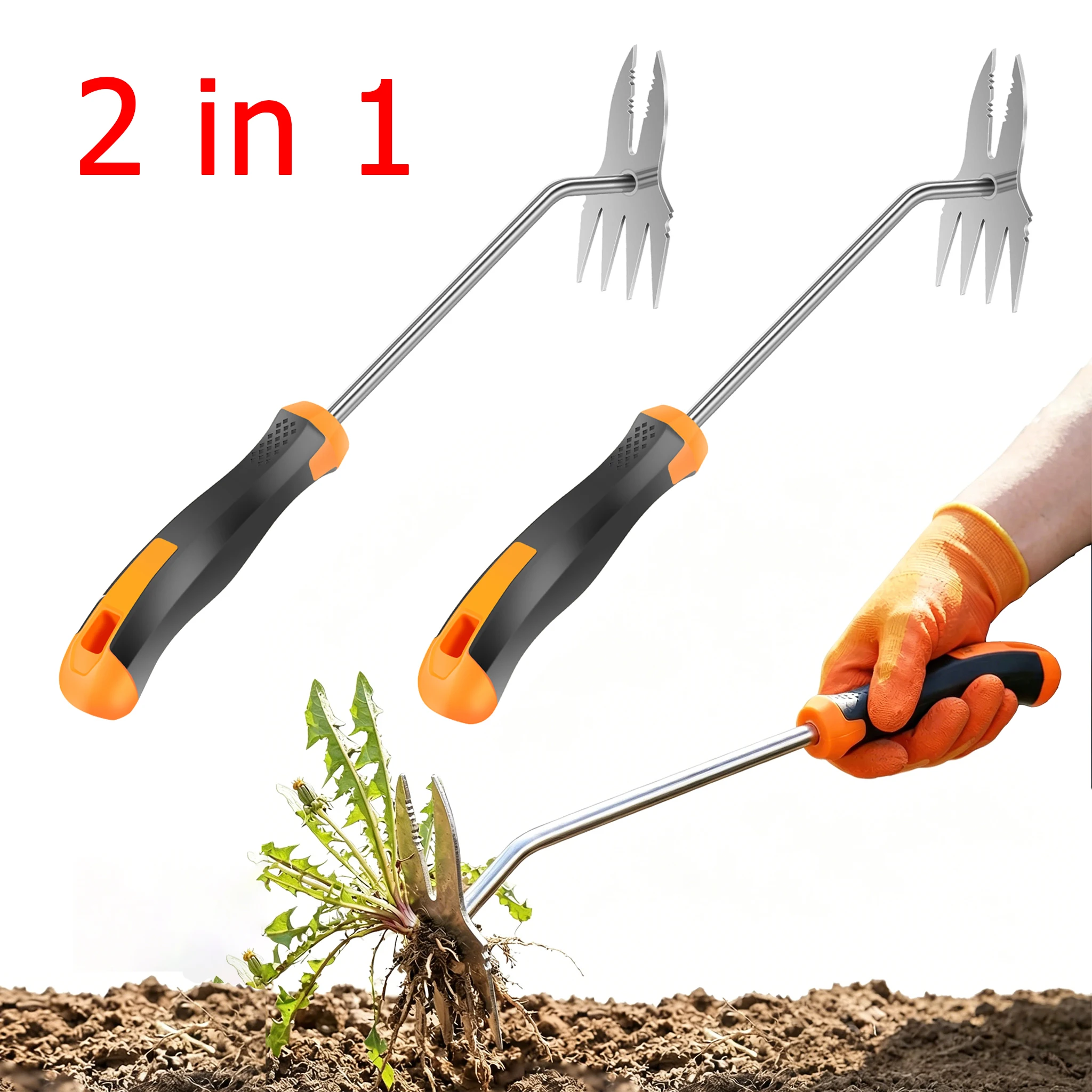 

2Pcs Dual Head Weed Remover Manganese Steel Hand Weeder with Bionic Clamp Heavy Duty Root Puller for Garden Deep Root Extracti