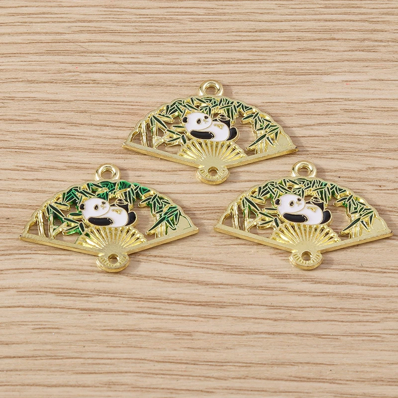 10 stücke mischen Cartoon Tier Charms Emaille Panda Bambus Charms Anhänger für Schmuck machen Halskette Armband Ohrringe DIY Handwerk Geschenk – Detail 12