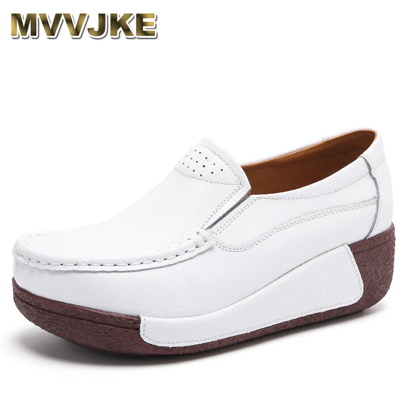 

Cow leather British style slip on loafer mule wedges shoes women casual comfort health shoes