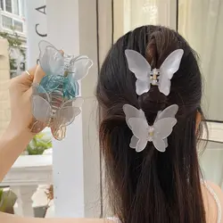 New Colorful Butterfly Hair Claw Clip Matte Gradient Hairpin Hair Accessories Transparent Hair Clip Women Styling Tools