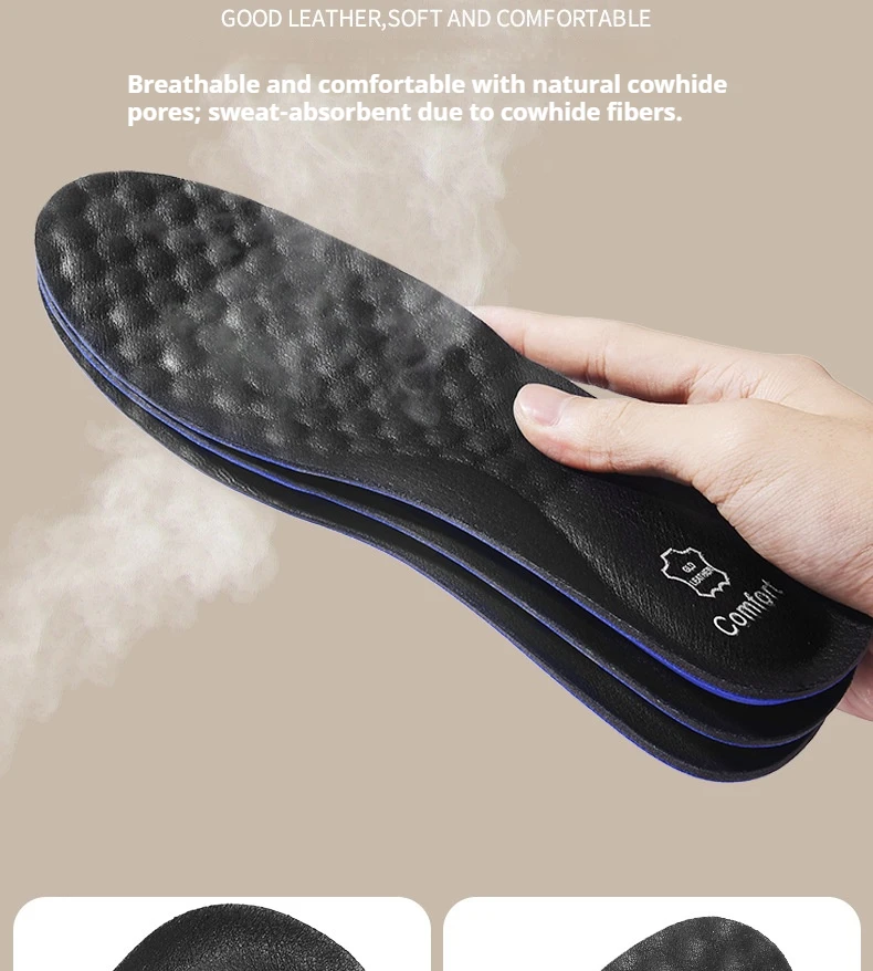 1 Paar/2 Paar Leder-Sport-Einlegesohlen zur Fußgewölbeunterstützung, orthopädische Einlegesohlen, stoßdämpfende Schuhsohle, atmungsaktive Komfort-Schuhpolster – Detail 7