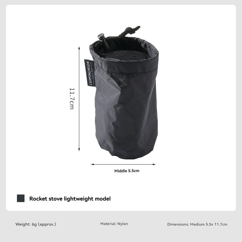 CAMPINGMOON Cheap XD-2F-BQ Nylon Outdoor Rocket Stove Bag Lightweight 6.2g Bundle Storage Bag Mountaineering Camping Stove Bag