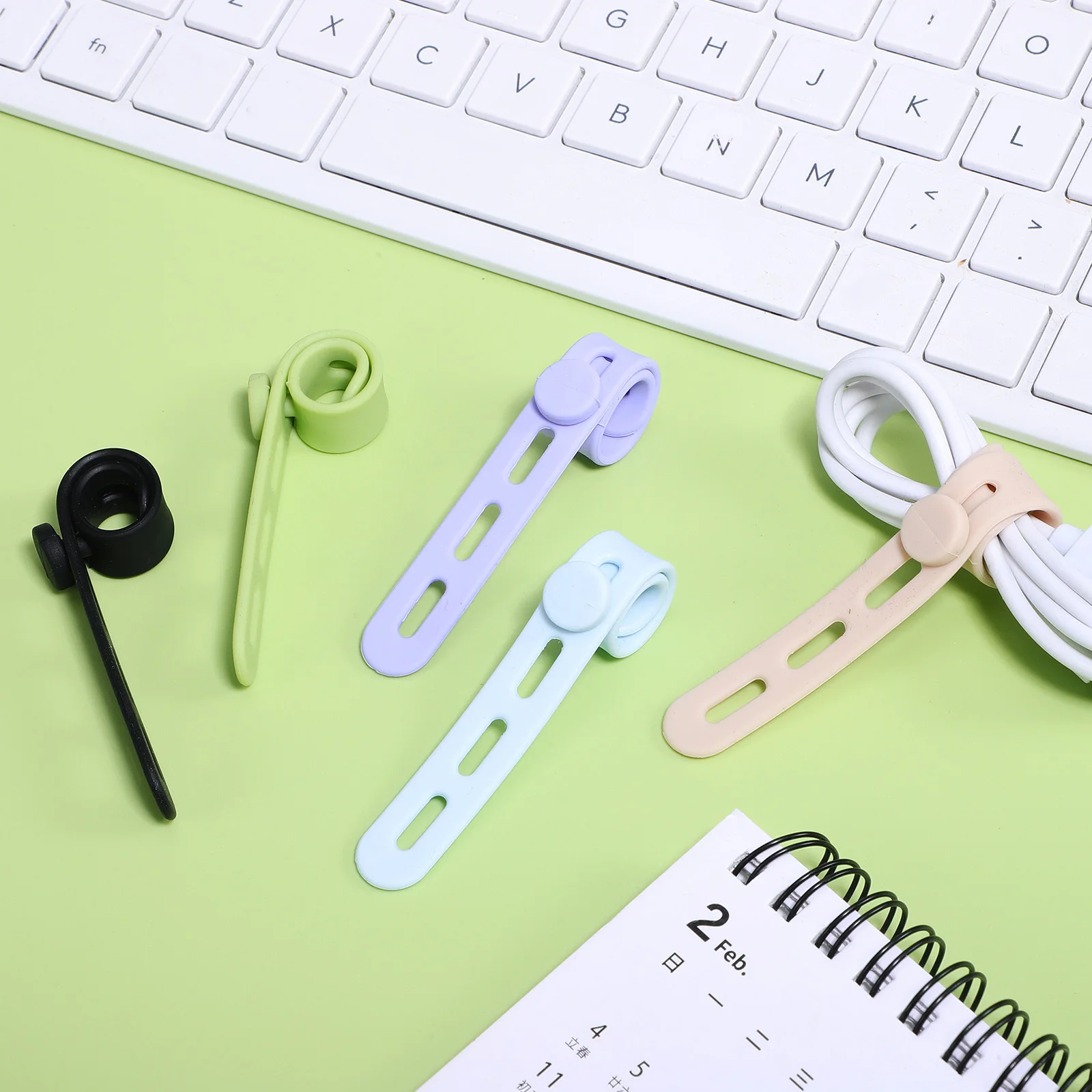 

10Pcs Silicone Cord Organizer Adjustable Cable Ties Reusable Wire Holders Cable Management Strap for Electronics