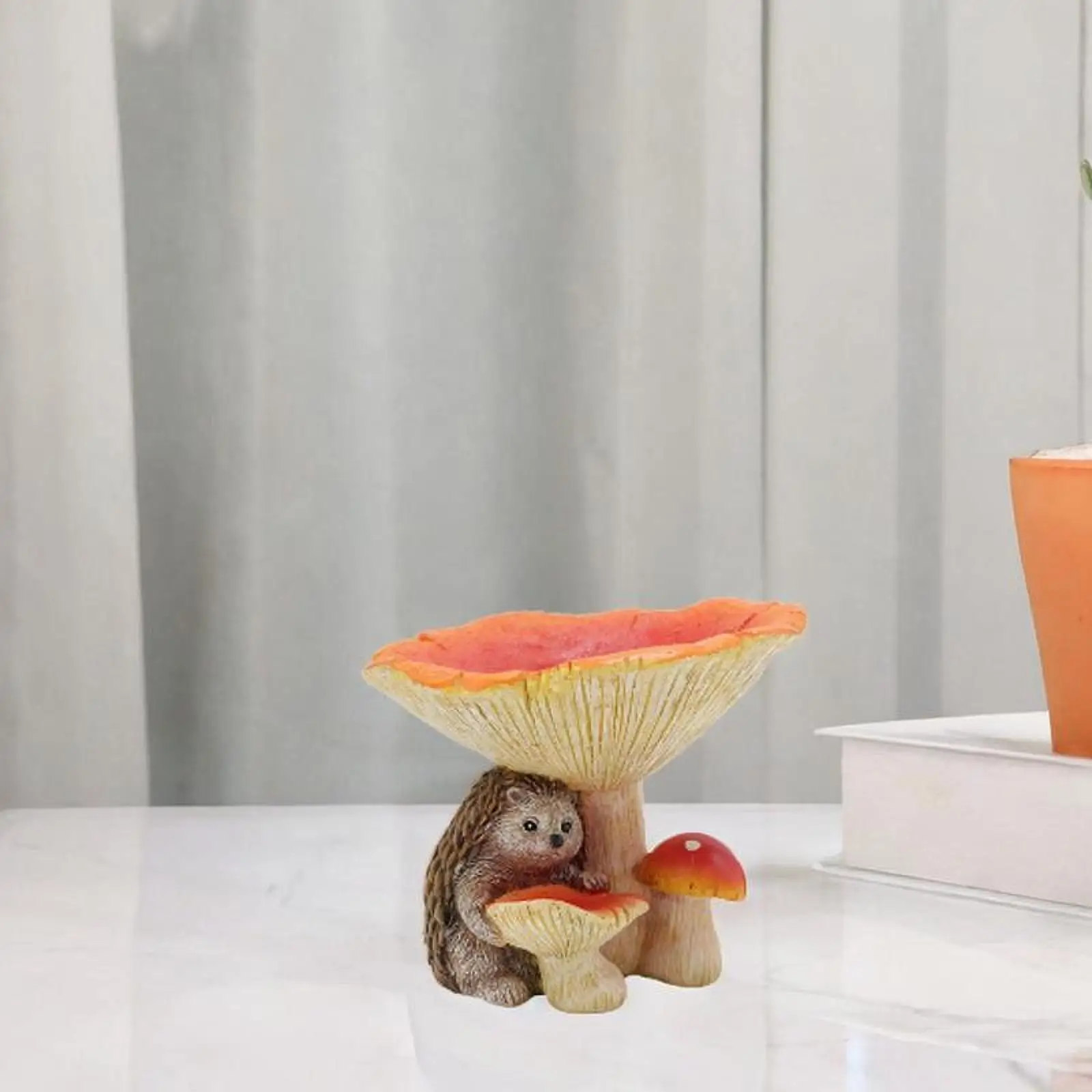 Estátua de ouriço ornamento de gramado alimentador de pássaros criativo bonito estatueta de alimentador de pássaros para