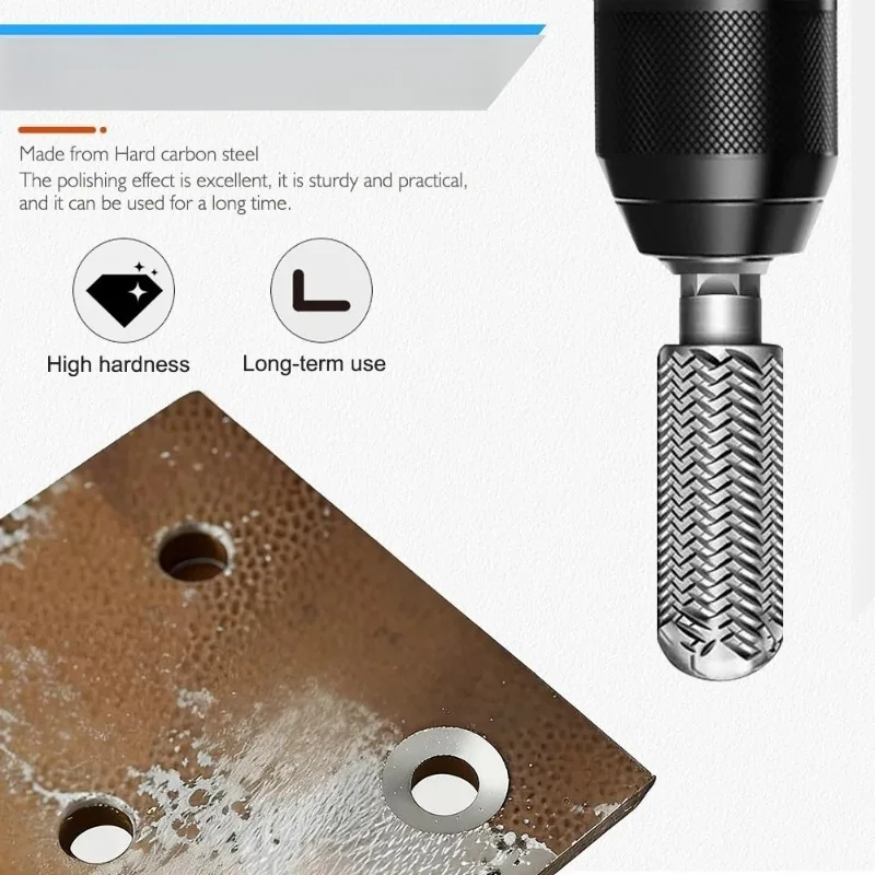 5Pcs Hex Shank Carbon Steel Rotary File Set Dark Gray Grinding Sanding Engraving Drill Attachment Metal Polishing Tools