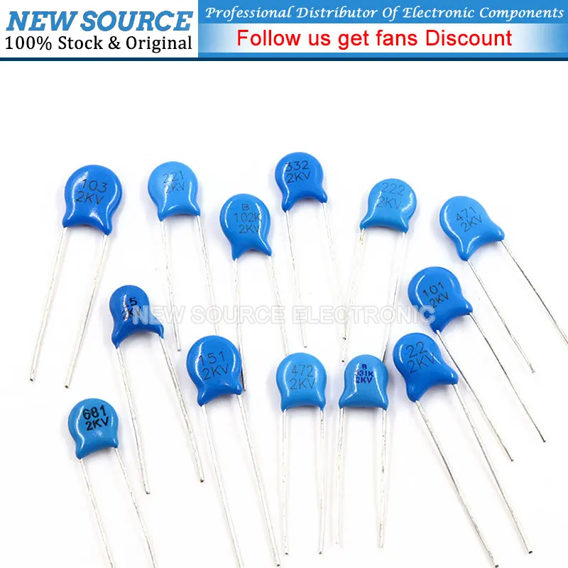 20pcs High Voltage Ceramic Capacitor 3KV 2KV 1KV 5PF 10PF 20PF 22PF 27PF 30PF 47PF 100PF 220PF 1NF 2.2NF 3.3NF 4.7NF 10NF 22NF