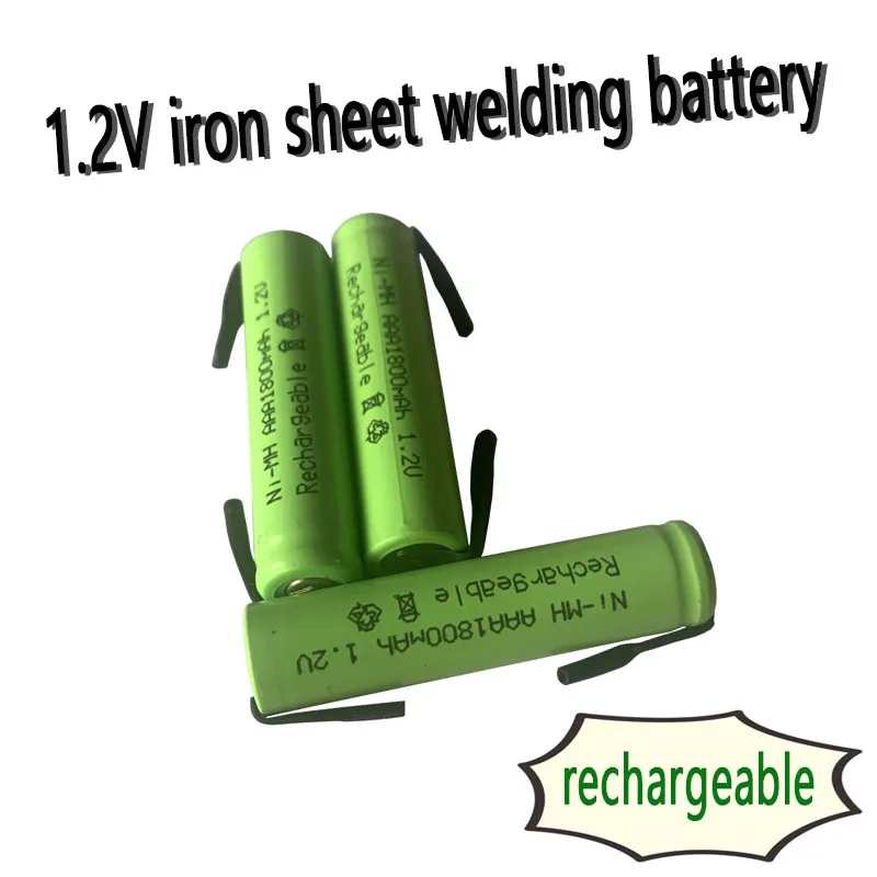 

1.2V AAA rechargeable battery 1800mah nimh cell Green shell with welding tabs for Philips electric shaver razor toothbrush