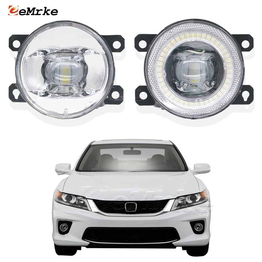 

[Pair] Led Fog Lamp Assembly Lens for Honda Accord Cpe MK 9 2012 2013 2014 Car Daytime Running Lamp Halo Angel Eye DRL Fog Light