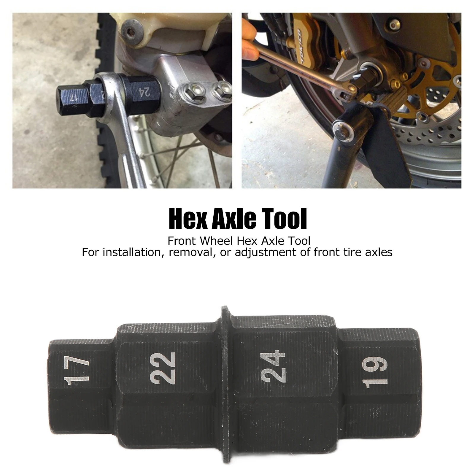 

Motorcycle Hex Axle Motorcycle Hex Axle Tool 17/19/22/24mm Front Wheel Hub Spindle Socket Adapter Replacement for R1 R6