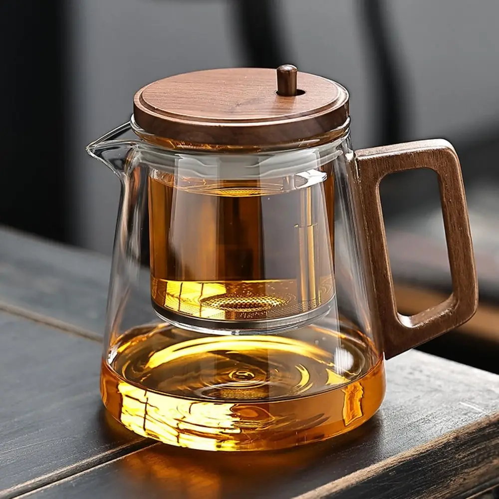 Creative Tea separation Glass Teapot Heat Resistant 650ML Lazy Kungfu Drip Teapot Transparent Large Capacity