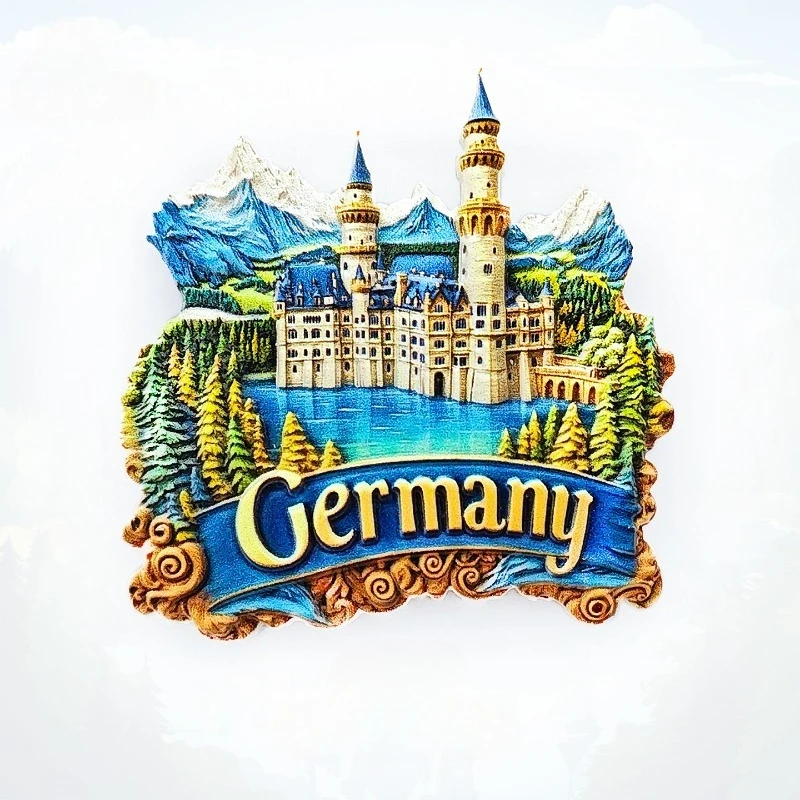 Neuschwanstein Castle Lake Fridge Magnet - 3D Bavarian Souvenir Alpine Landscape Decor Unique Germany Gift