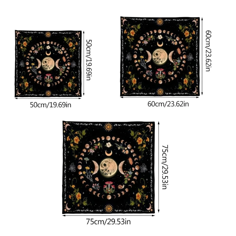 Moonphases Flower Tarot Card Tablecloth Altars Cloth Divinations Tapestry