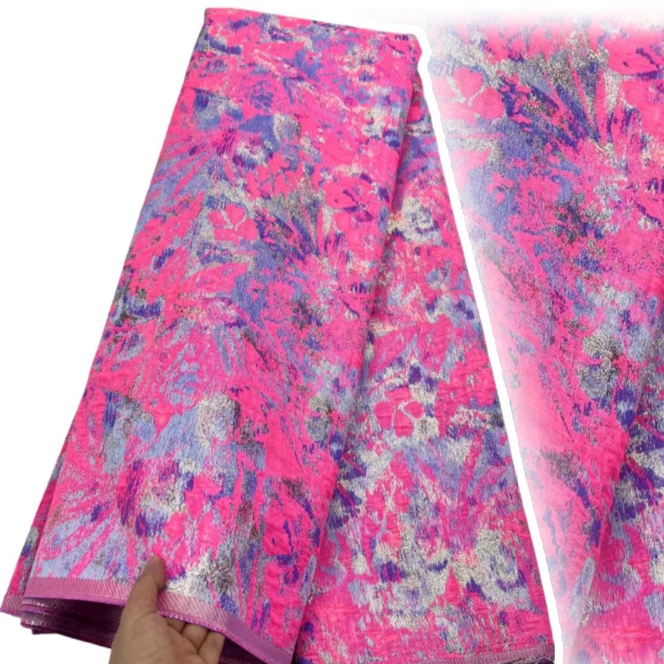 

Latest Laces Fabric Damask Brocade Fabrics for Nigerian Woman 5 Yards Jacquard Lace Fabric for Sewing Family Prom Dresses AH1578