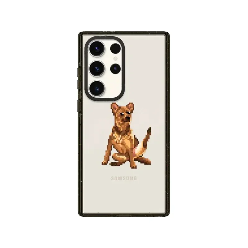 

Cute Puppy Magnetic Black Border Acrylic Protective Case for Samsung Galaxy S24 S23 S22 Ultra S24+ S23+ S22 Plus Shell