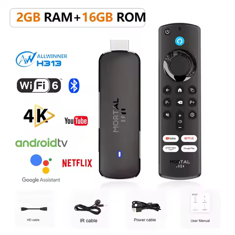 Android TV Box Allwinner H313 Dual Band WIFI 2.4G/5G Bluetooth 5.0 WIFI6 Voice Remote Control 4K TV Stick