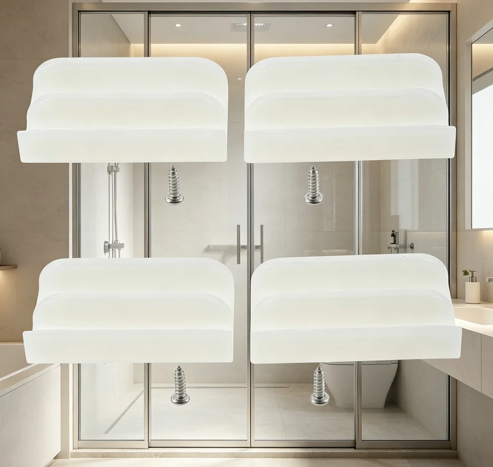 

4pcs Sliding Shower Door Bottom Guide M6219 with Screws 1/2 Inch Groove Plastic Top-hung Sliding Glass Door Bathtub Enclosure