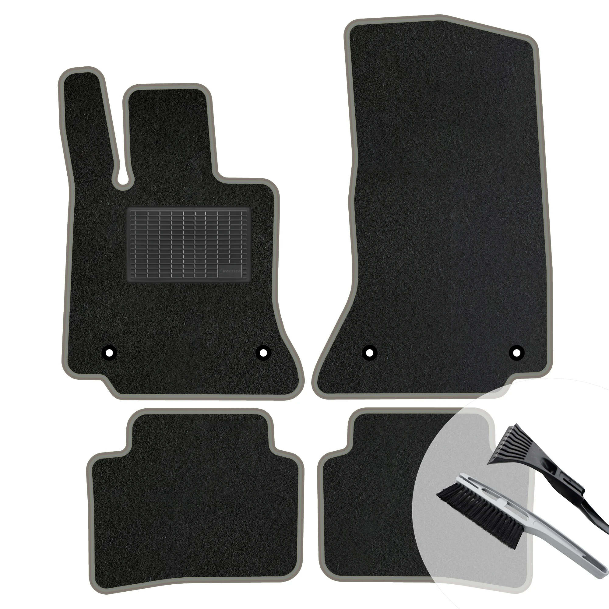 Veloursmatten set met grijze rand voor Mercedes C124 Coupé 1985-1997
