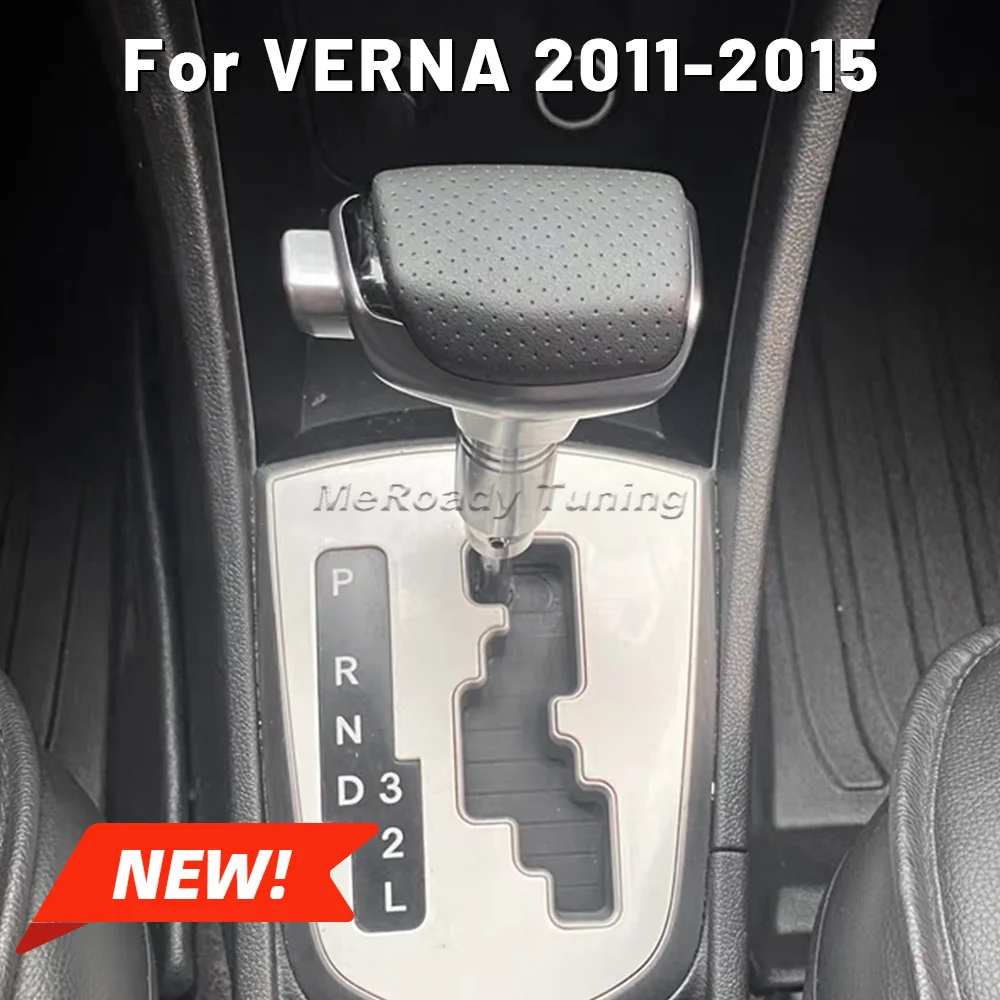 

Auto Alloy Leather Gear Shift Knob Handle Stick Lever for Hyundai VERNA 2014 IX35 Santafe Sonata 2012 Veracruz Accessories