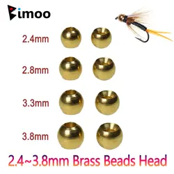 Bimoo 50PCS 2.4mm 2.8mm 3.3mm 3.8mm Brass Beads Head Nymph Streamer Woolly Bugger Wet Fly Tying Materials Trout Fishing Lures