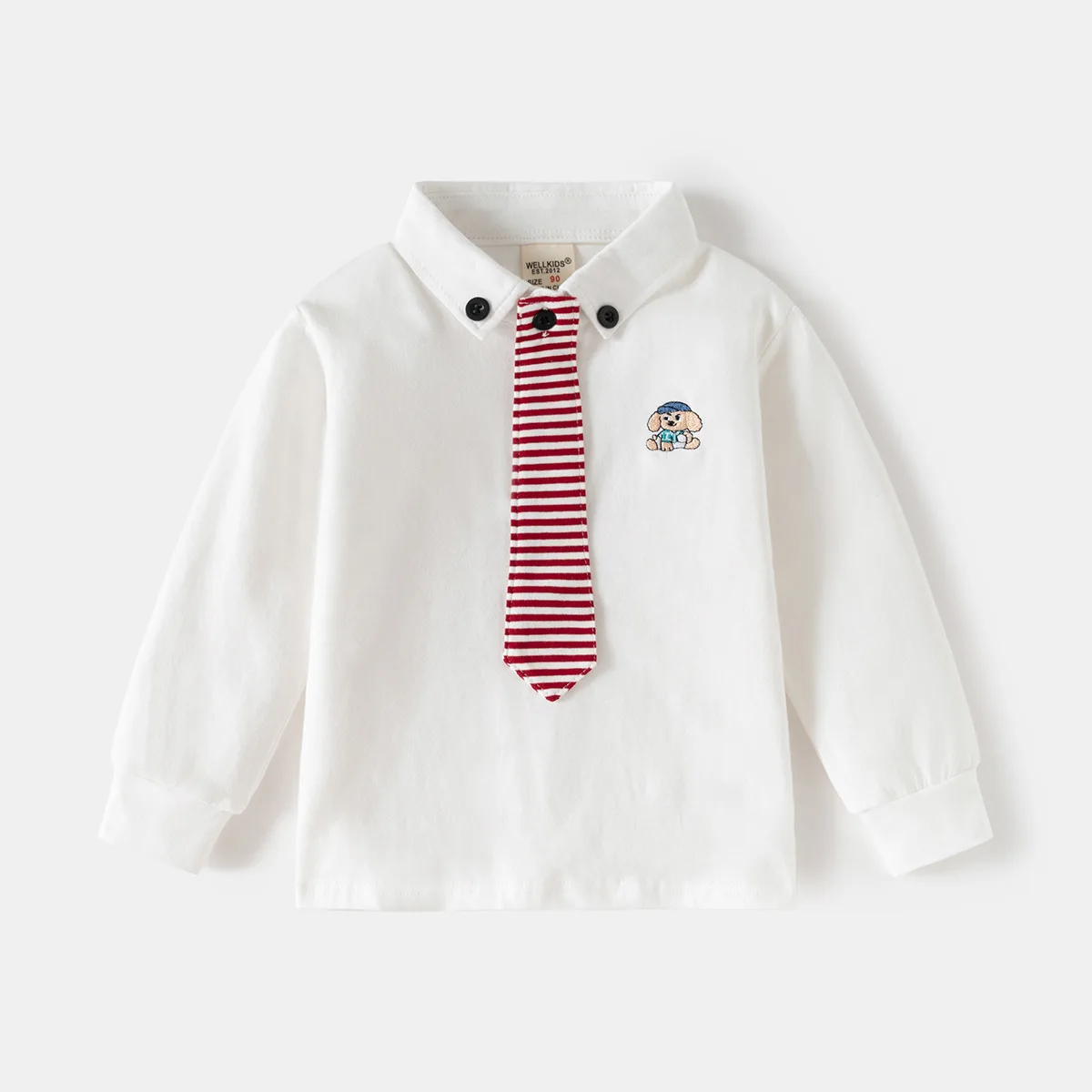 Toddler Boys Polo T-hirts With Tie Elegant Kids Tops Long Sleeve Tees Children's Clothes