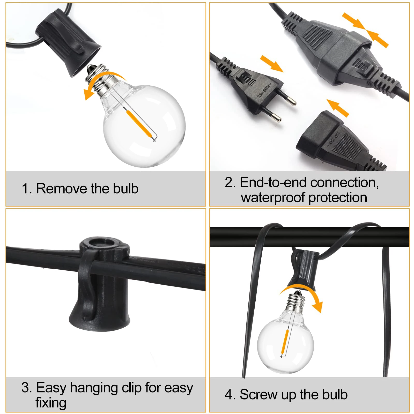 G40 Outdoor Girlande Lichterketten Bruchsichere Wasserdichte Kunststoff Led-lampe Vintage Anschließbare Patry Terrasse Dekor Licht Kette