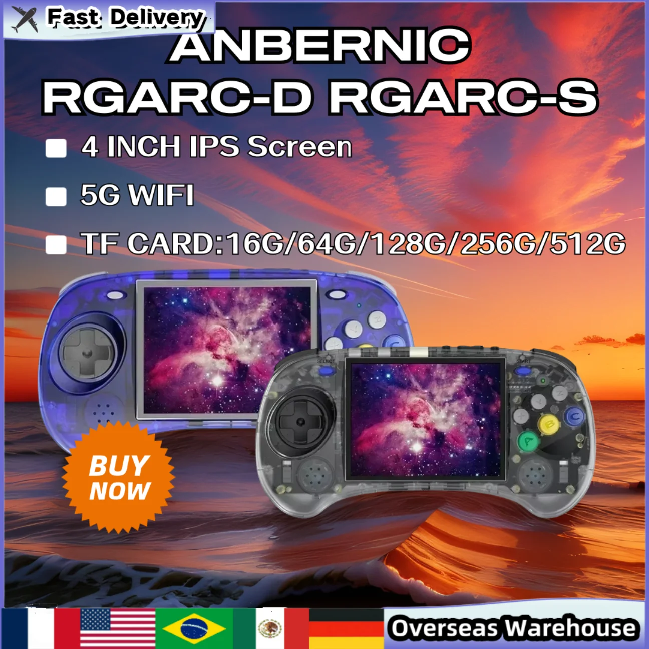 ANBERNIC RGARC-D RGARC-S Handheld Game Console Portable Video Game Consoles 4 INCH IPS Screen Game Console Men Birthday Gifts