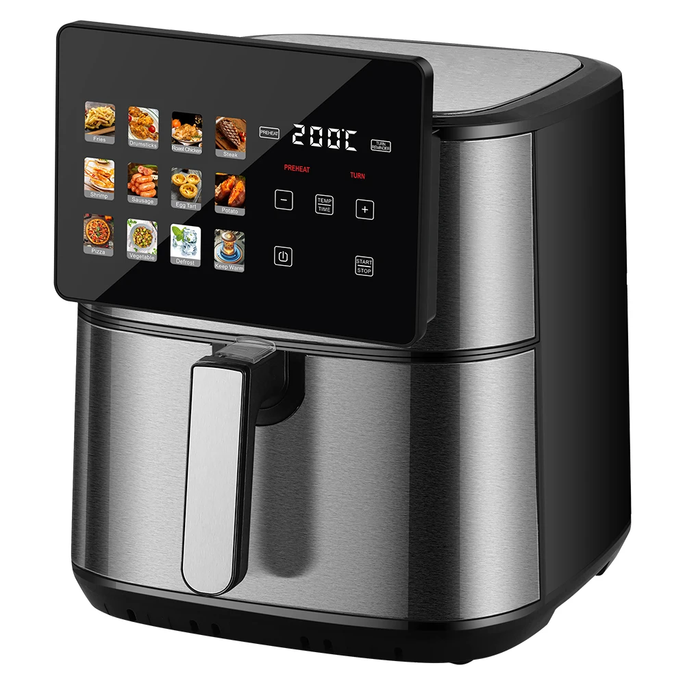 High Quality 8L Stainless Steel Digital Smart Air Fryer, 2-in-1 Oil-Free Air Frying & Baking Function