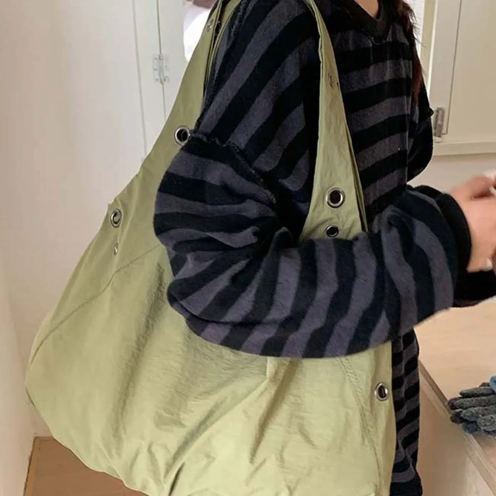 

Вместительная сумка-тоут с люверсами, водоотталкивающая, легкая, однотонная, нейлоновая, для повседневного использования, сумка-мессенджер, сумка на плечо