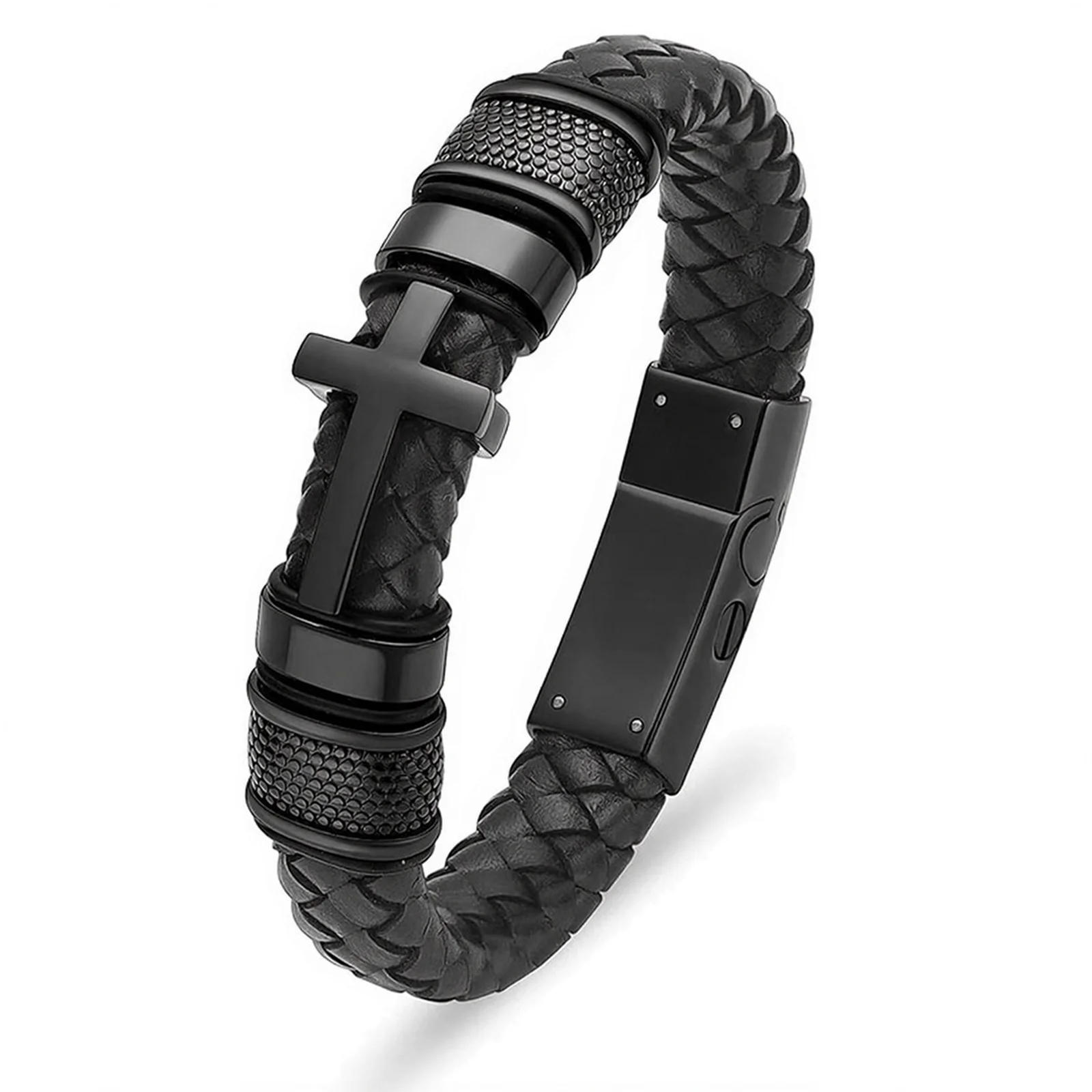 S Para Hombres Christian Leather Cross Bracelet For Men Urn Jewelry For Ashes Memorial Keepsake