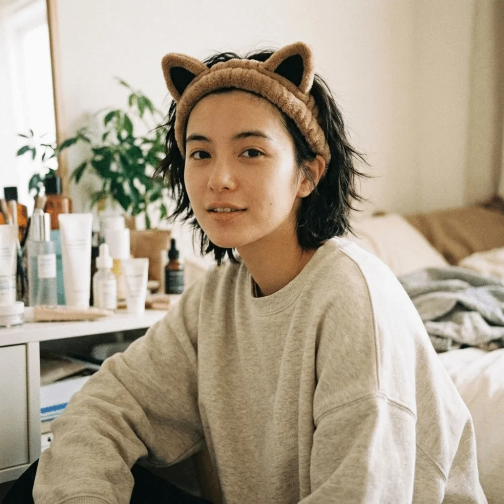Funny Soft Furry Cat Ear Head Hoop 3D Lightweight Cartoon Hairband Elastic Polyester Headband Makeup