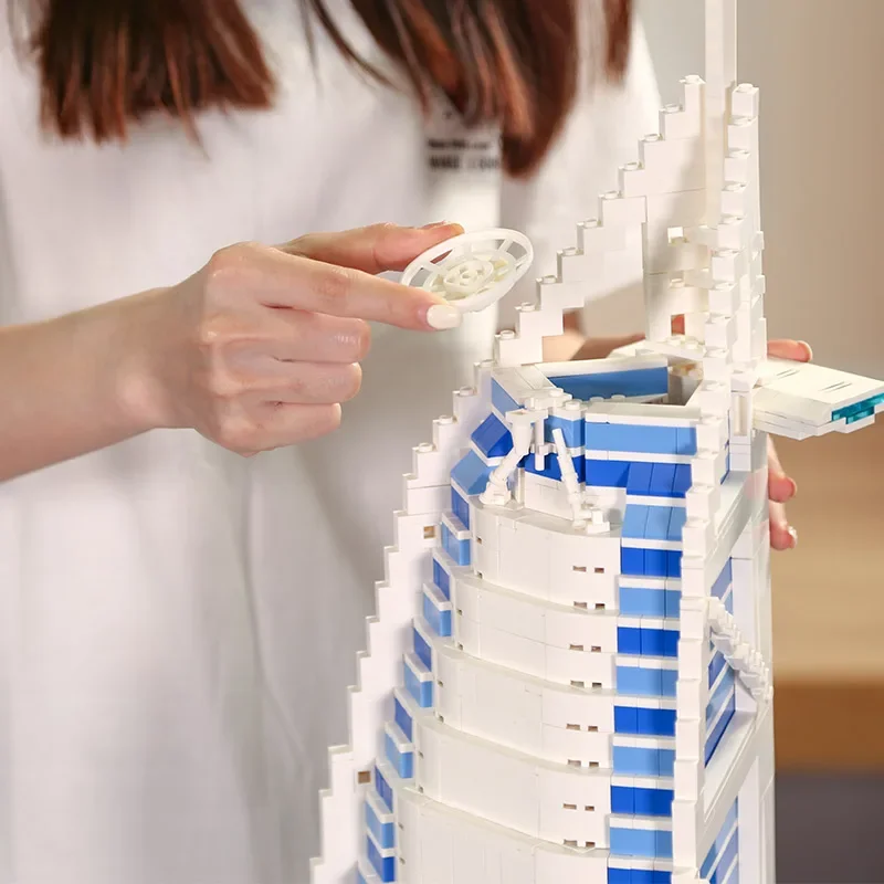 WANGEG City Series Dubai Burj Al Arab Architectural Model 3D Puzzle MOC Building Block Toy Children's Holiday Gift DIY